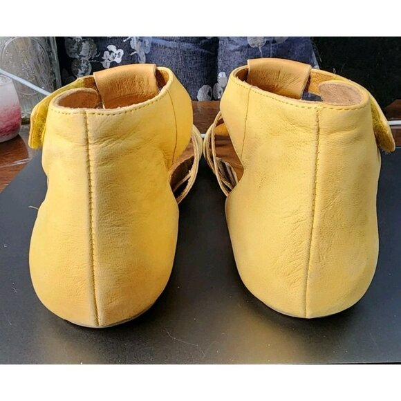 Naya Women's Palomi Leather Gladiator Braid Sandals Yellow Leather Size 7M - Picture 4 of 9
